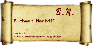 Buchman Markó névjegykártya